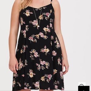 NWT Black floral challis trapeze dress